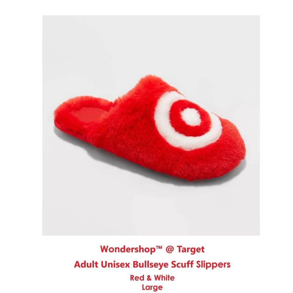 Adult Unisex Bullseye Scuff Slippers - Wondershop™, Red & White, Large